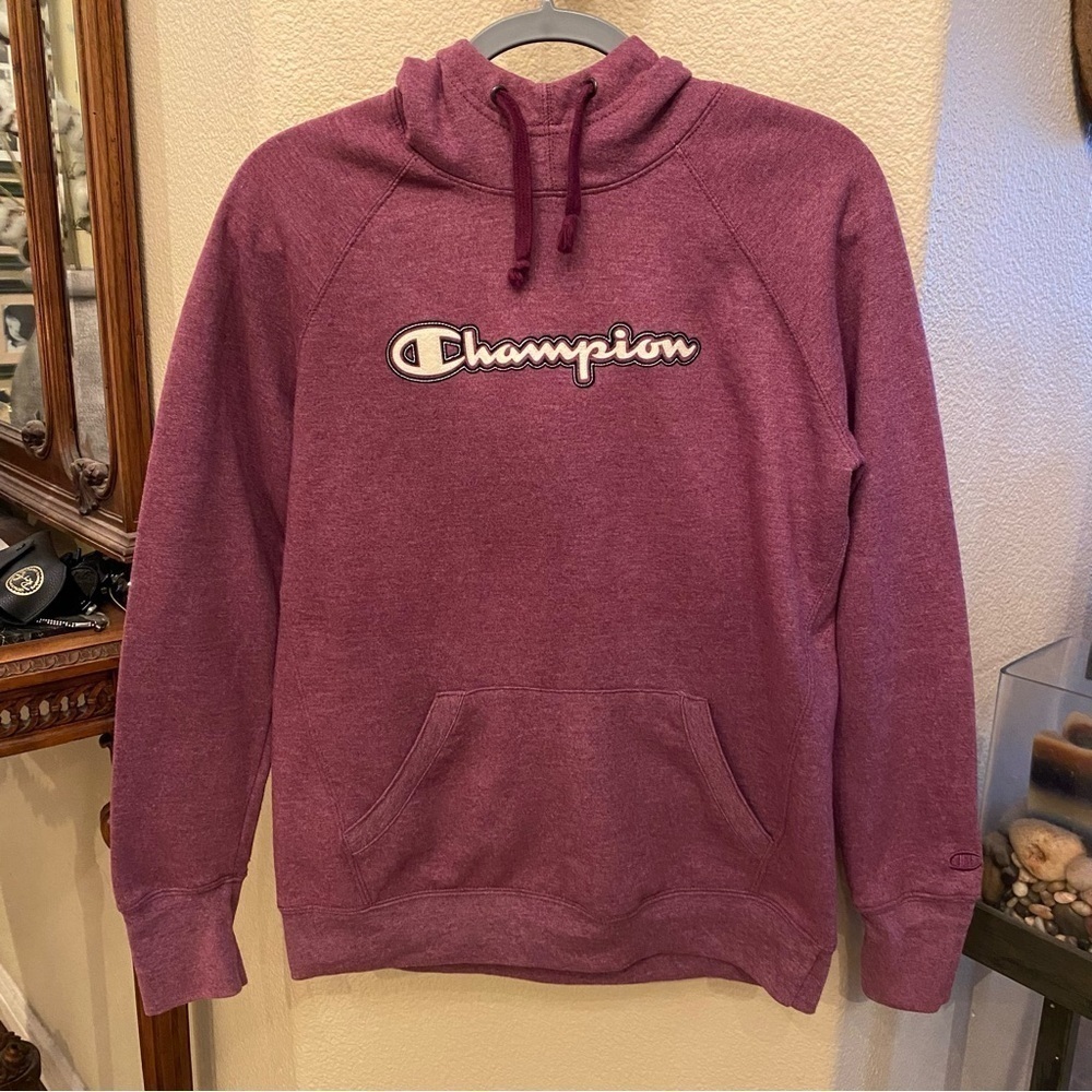 CHAMPION Women Purple Hoodie Sweatshirt Size Small